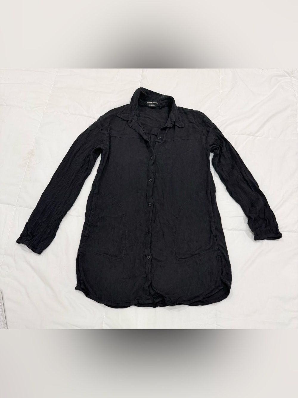 Prana Small Black Button Down Long Utility Shirt Dress with Pockets